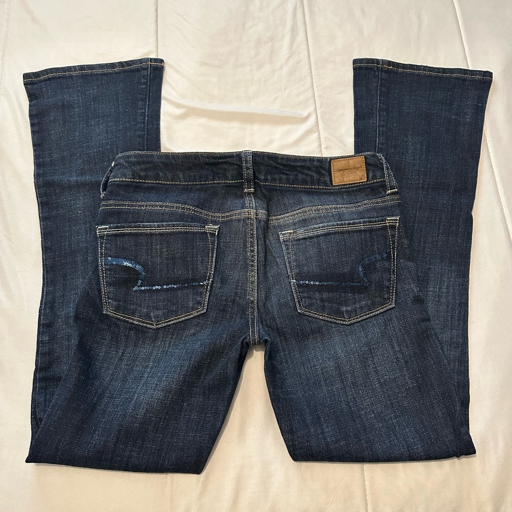 American Eagle AE Stretch Bootcut Skinny Kick Jeans Low Rise 6 Short